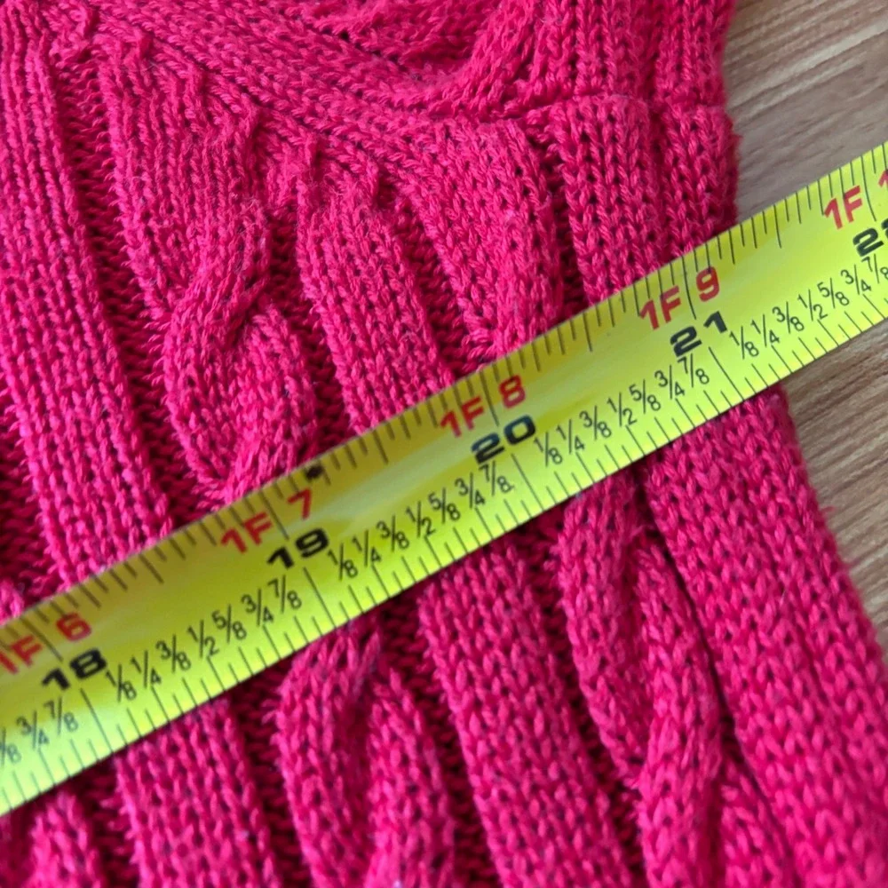Tommy Hilfiger XL Cable Knit Sweater 100% Cotton Red Striped Preppy Fisherman